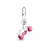 Autumn Charm 925 Silver Dumbbell Heart Dangle Charms Fit Bracelets