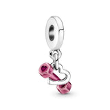 Autumn Charm 925 Silver Dumbbell Heart Dangle Charms Fit Bracelets