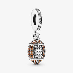 Autumn Charm S925 Sterling Silver American Football Dangle Charms Pendant