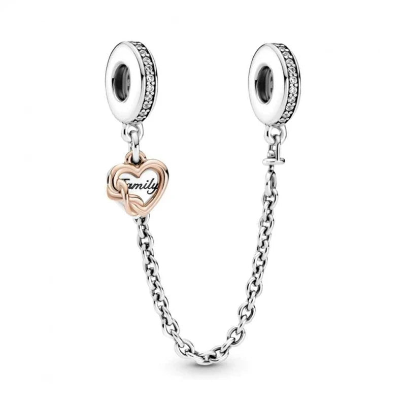 Autumn Charm S925 Family Heart Safety Chain Charms Pendant