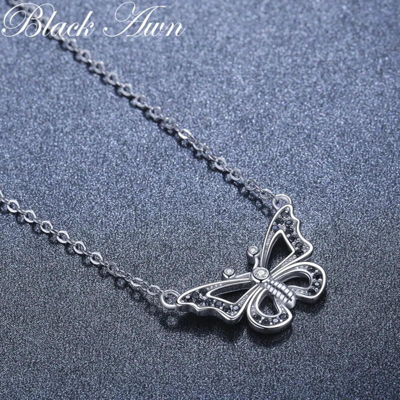 925 Sterling Silver Butterfly Pendant Necklace Women Jewelry P200
