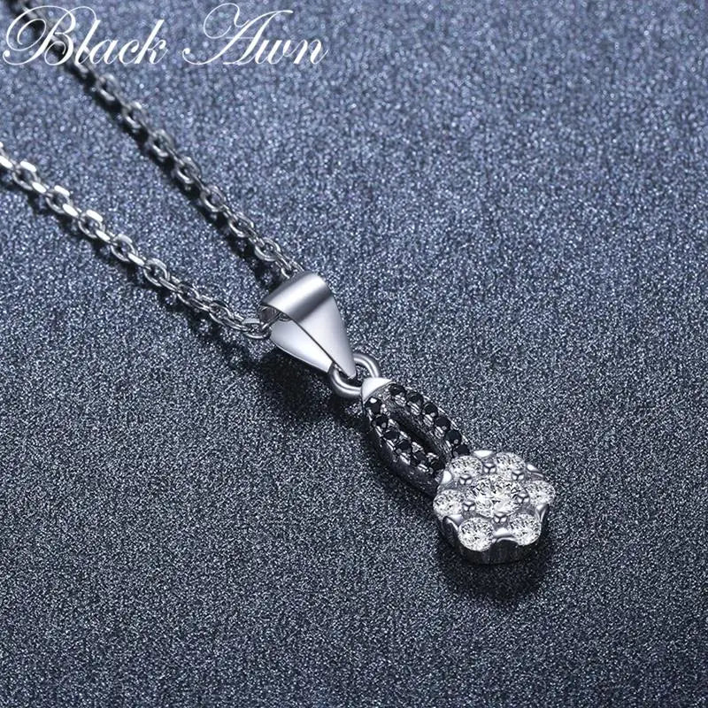 925 Silver Leaf Pendant Necklace Women's Jewelry P208