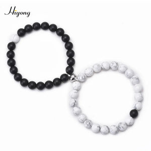Natural Howlite Beads Bracelet Distance Magnet Couple Friendship Jewelry