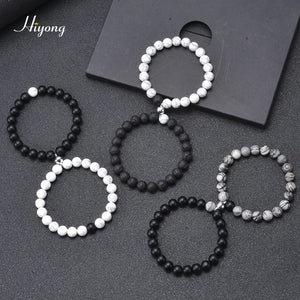 Natural Howlite Beads Bracelet Distance Magnet Couple Friendship Jewelry