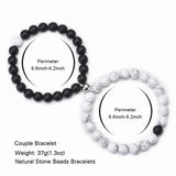 Natural Howlite Beads Bracelet Distance Magnet Couple Friendship Jewelry