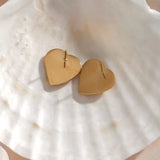 Heart Stud Earring CZ Stone Paved Stainless Steel 18K Plated Women's