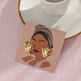 Heart Stud Earring CZ Stone Paved Stainless Steel 18K Plated Women's
