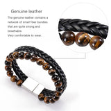 Men's Adjustable Tiger Eye Leather Bracelet Gift