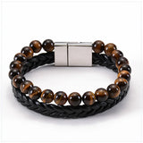 Men's Adjustable Tiger Eye Leather Bracelet Gift