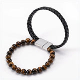 Men's Adjustable Tiger Eye Leather Bracelet Gift