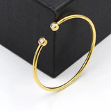 Letter CZ Crystal Stainless Steel Women Cuff Bracelet