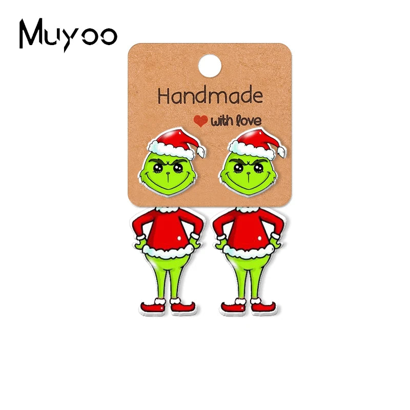 Christmas Ghost Grinch Epoxys Stud Earrings