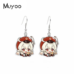 Anime Genshin Impact Characters Epoxy Acrylic Fish Hook Earrings