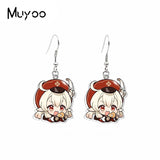 Anime Genshin Impact Characters Epoxy Acrylic Fish Hook Earrings