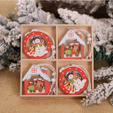 Christmas Pendant Keychain - Five-pointed Star & Snowflake Wooden Ornaments