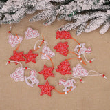 Christmas Pendant Keychain - Five-pointed Star & Snowflake Wooden Ornaments