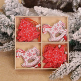 Christmas Pendant Keychain - Five-pointed Star & Snowflake Wooden Ornaments