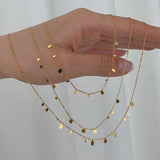 Geometric Metal Charm Chain Choker Necklace 18k Layer Necklace