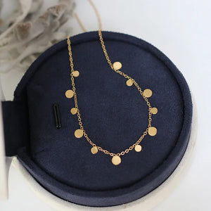 Geometric Metal Charm Chain Choker Necklace 18k Layer Necklace
