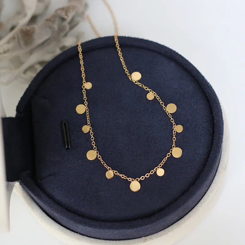 Geometric Metal Charm Chain Choker Necklace 18k Layer Necklace