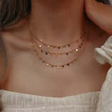 Geometric Metal Charm Chain Choker Necklace 18k Layer Necklace