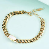 Geometric Green Crystal Bracelet Stainless Steel Chain Girl's Accessory