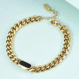 Geometric Green Crystal Bracelet Stainless Steel Chain Girl's Accessory