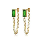 Green Crystal Tassel Earrings for Woman