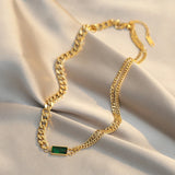 Green Crystal Tassel Earrings for Woman
