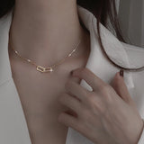 Geometric Rectangular Buckle Short Necklace for Women