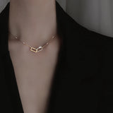 Geometric Rectangular Buckle Short Necklace for Women
