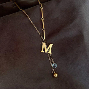 M Letter Pendant Titanium Steel Necklace for Women