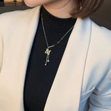 M Letter Pendant Titanium Steel Necklace for Women