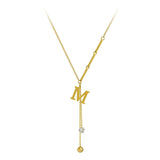 M Letter Pendant Titanium Steel Necklace for Women