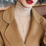 M Letter Pendant Titanium Steel Necklace for Women