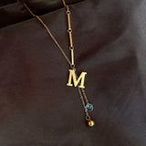 M Letter Pendant Titanium Steel Necklace for Women