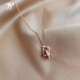 Classic Zircon D Letter Pendant Titanium Steel Short Necklace For Woman