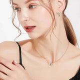 Classic Zircon D Letter Pendant Titanium Steel Short Necklace For Woman