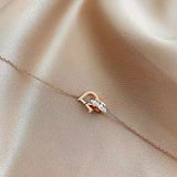 Classic Zircon D Letter Pendant Titanium Steel Short Necklace For Woman