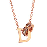 Classic Zircon D Letter Pendant Titanium Steel Short Necklace For Woman