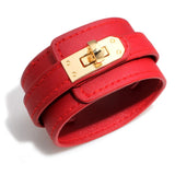 Wide Charm Leather Bracelet for Women's Punk Style