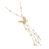 Breeze Pearl Tassel Pendant Butterfly Necklace Romantic Party Jewelry