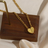 Stainless Steel Heart Necklace 18K Plated Pendant