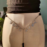 Crystal Letter Number Body Chain Multicolor Bikini Thong