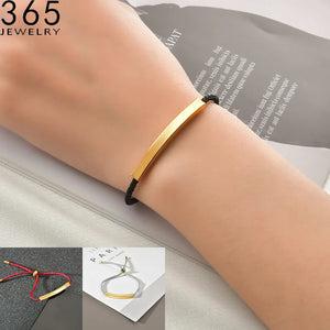 Personalized Rope Chain Bracelet Stainless Steel Custom Name Engraving Bangle