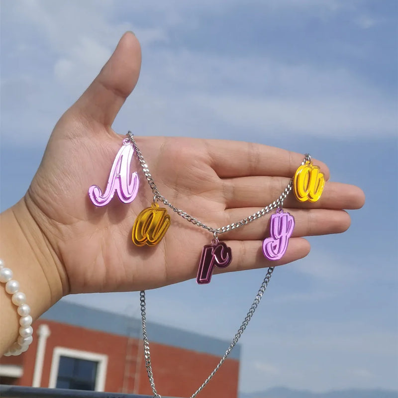 Name Pendant Necklace Personalized Sweet Acrylic Letter Necklace
