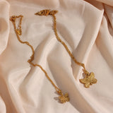 Tarnish Hypoallergenic Butterfly Pendant Necklace 18K Plated Stainless Steel