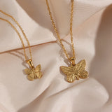 Tarnish Hypoallergenic Butterfly Pendant Necklace 18K Plated Stainless Steel