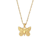 Tarnish Hypoallergenic Butterfly Pendant Necklace 18K Plated Stainless Steel