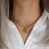 Tarnish Hypoallergenic Butterfly Pendant Necklace 18K Plated Stainless Steel
